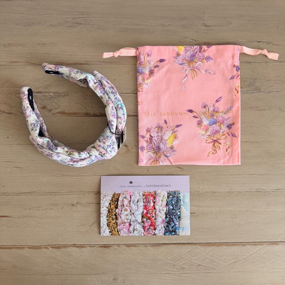 Lele Sadoughi X LoveShackFancy Printed Veronica Bow Headband in Positano Blue main image 10